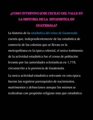 Como Intervino Jose Cecilio Del Valle En La Historia De La Estadistica En Guatemala