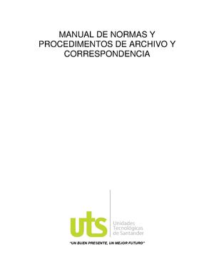Manual De Archivo Y Correspondencia Uts