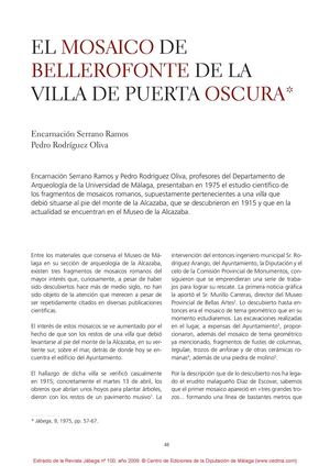 El mosaico de Bellerofonte de la villa de Puerta Oscura (Málaga)