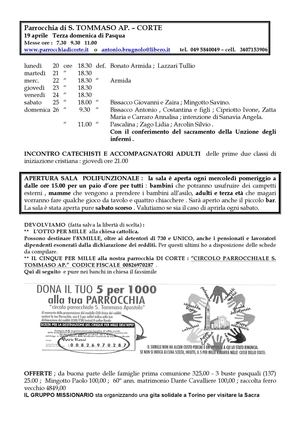 Foglietto Parrocchiale Del 19 04 15