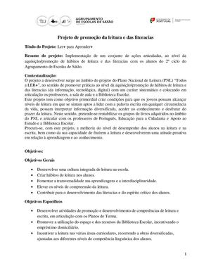 Projeto Ler+ Para Aprender+ 2º Ciclo 2014 15