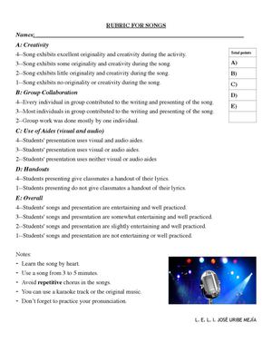 Rubric For Songs