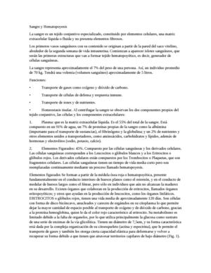 Sangre Y Hematopoyesis