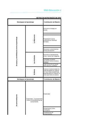 Matriz Estrategias De Aprendizaje