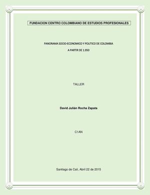 Panorama Socio Economico Y Politico De Colombia