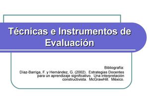 Tecnicas E Instrumentos De Evaluacion