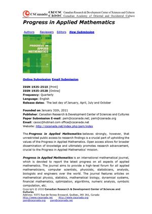 Progress In Applied Mathematics