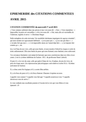 Ephéméride Citations Quotidiennes 042015 Pour Calameo Citation1 Pour Essai