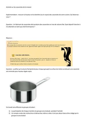 Activité Sur Les Casseroles De La Maison