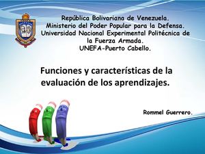 Funciones Y Características De La Evaluación