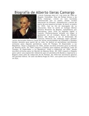 Biografía De Alberto Lleras Camargo Wilson Castrillon