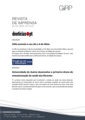 Revista de Imprensa de 29 de Abril de 2015