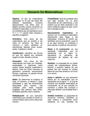 Glosario De Matemáticas