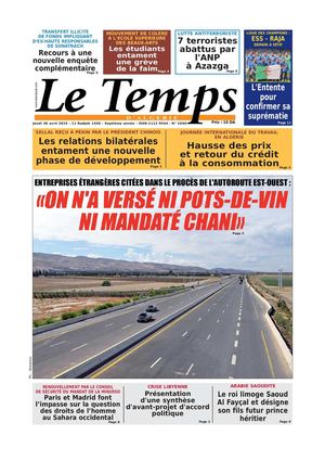 Le Temps d'Algérie Edition du Jeudi 30 Avril 2015