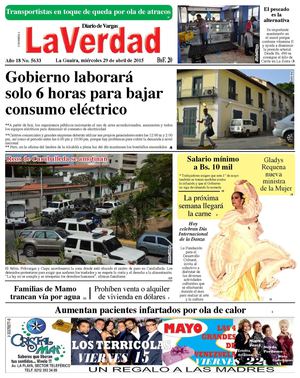 La Guaira, miércoles 29 de abril de 2015 Año 18 No. 5633