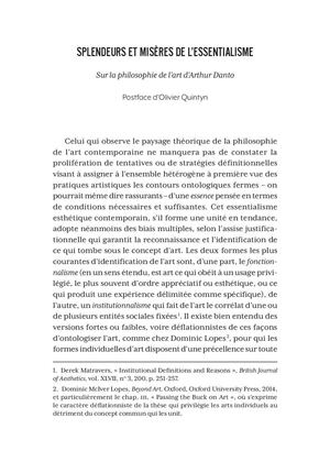 Arthur Danto · Ce qu’est l’art · postface d’Olivier Quintyn (extrait)