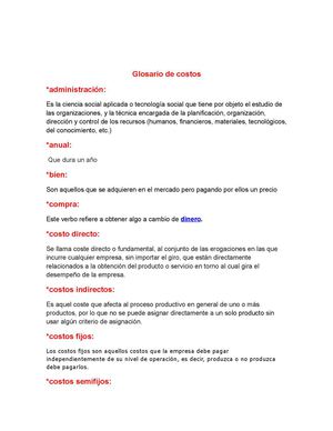 Glosario De Costos