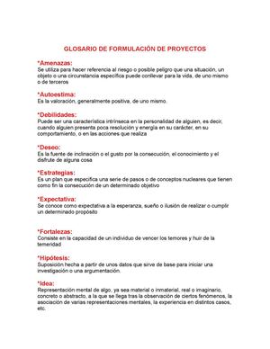 Glosario De Formulación De Proyectos