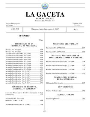 Gaceta No 5 De Fecha 8 01 07