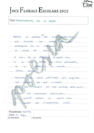 Guanyadors JOCS FLORALS ESO- Escola El Cim 2015