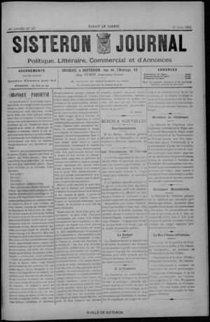 Le Sisteron Journal du 25/06/1892