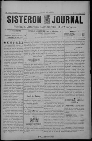 Le Sisteron Journal du 18/11/1893