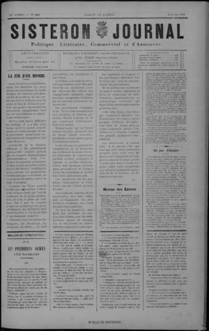 Le Sisteron Journal du 11/07/1896