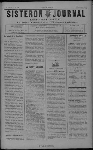 Le Sisteron Journal du 02/09/1899