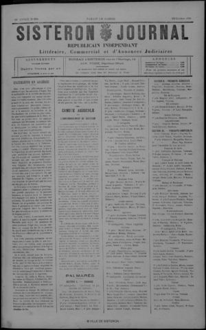 Le Sisteron Journal du 20/10/1900