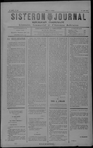 Le Sisteron Journal du 27/06/1903