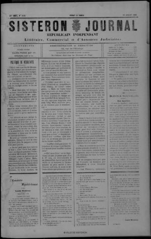 Le Sisteron Journal du 16/07/1904