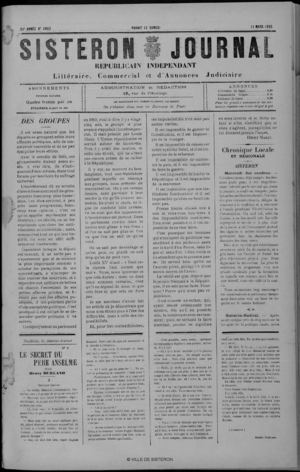Le Sisteron Journal du 11/03/1905