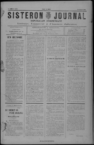 Le Sisteron Journal du 29/07/1905