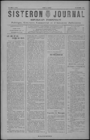Le Sisteron Journal du 23/11/1907