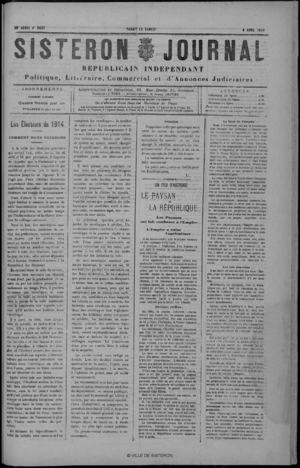 Le Sisteron Journal du 04/04/1914