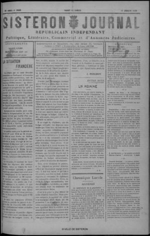 Le Sisteron Journal du 10/01/1920