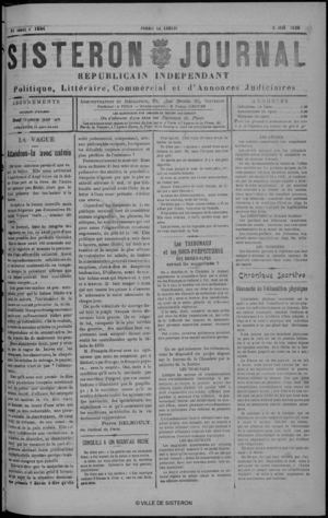 Le Sisteron Journal du 05/06/1920