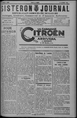 Le Sisteron Journal du 24/10/1925