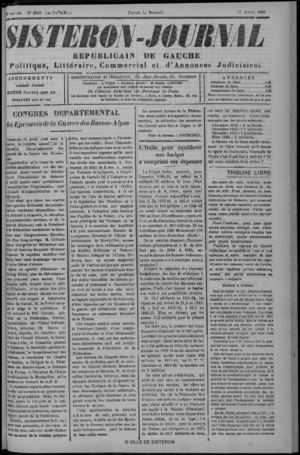 Le Sisteron Journal du 17/04/1926