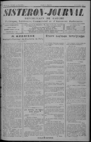 Le Sisteron Journal du 25/02/1928