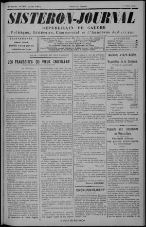 Le Sisteron Journal du 19/05/1928