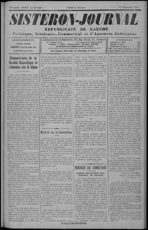 Le Sisteron Journal du 22/09/1928