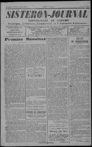 Le Sisteron Journal du 04/01/1930