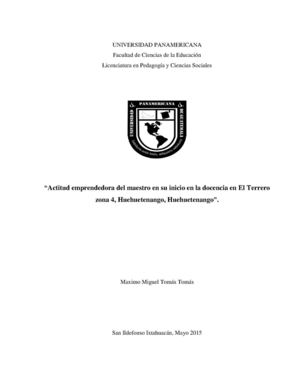 “Actitud Emprendedora Del Maestro En Su Inicio En La Docencia En El Terrero Zona 4, Huehuetenango, Huehuetenango”