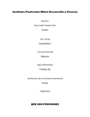 clasificacion de las funciones de matematicas
