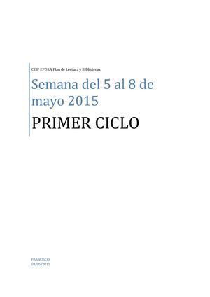 Lecturas De La Semana Del 5 Al 8 De Mayo Primer Ciclo