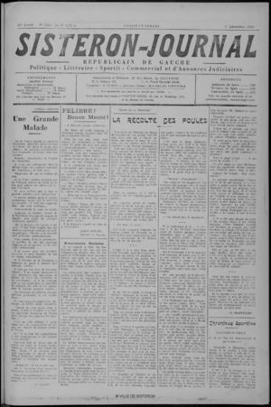 Le Sisteron Journal du 09/12/1933