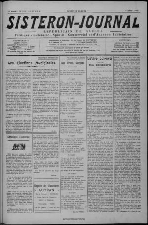 Le Sisteron Journal du 04/05/1935