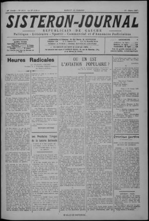 Le Sisteron Journal du 20/03/1937
