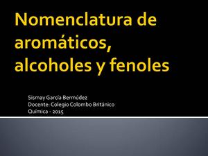 Nomenclatura De Aromáticos Alcoholes Fenoles